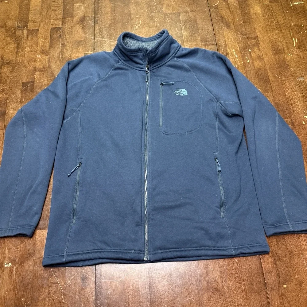 The North Face Jacket Mens XXL Navy Timber Full Zip Soft Shell Sherpa Hiking EUC